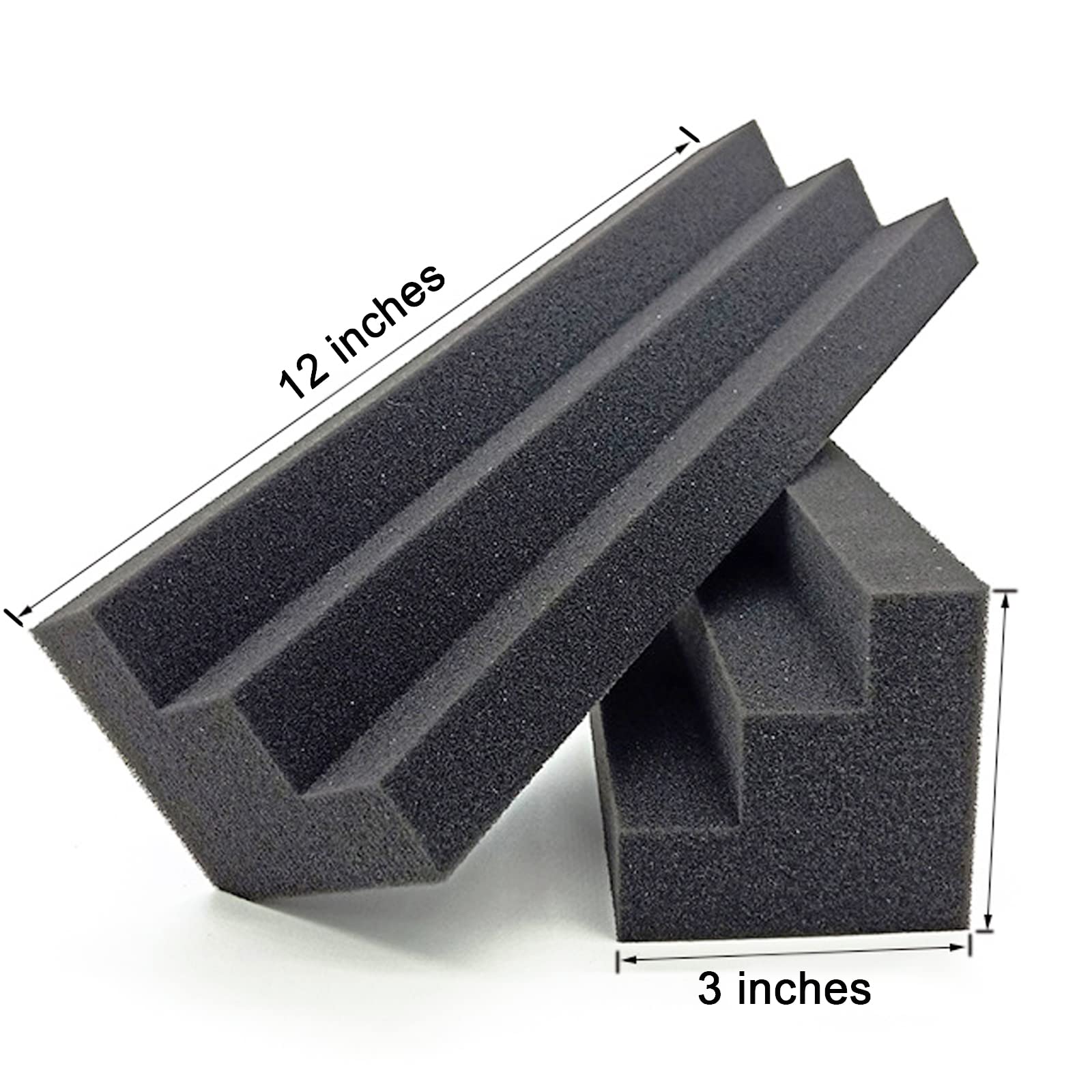 Bass Traps 16 Pack 12 '' X 3 '' X 3 '' Corner Acoustic Foam Panels, Acoustic Bass Trap Corner Block, Sound Absorbing Foam for St
